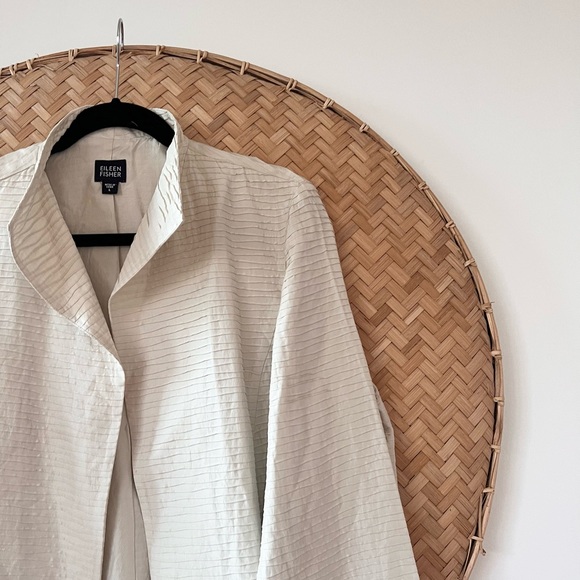 STUNNING 100% CREPE SILK EILEEN FISHER OPEN FRONT LIGHTWEIGHT JACKET - Picture 4 of 8